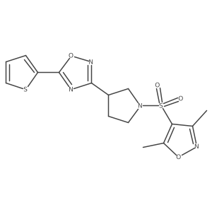 3-(1-((3,5-Dimethylisoxazol-4-yl)sulfonyl)pyrrolidin-3-yl)-5-(thiophen-2-yl)-1,2,4-oxadiazole结构式