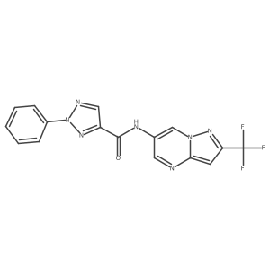 2-phenyl-N-(2-(trifluoromethyl)pyrazolo[1,5-a]pyrimidin-6-yl)-2H-1,2,3-triazole-4-carboxamide结构式