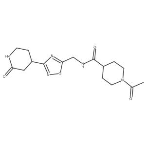 1-acetyl-N-[[3-(2-oxopiperidin-4-yl)-1,2,4-oxadiazol-5-yl]methyl]piperidine-4-carboxamide Structure