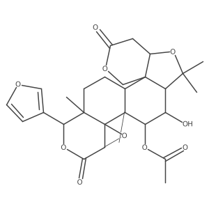 11H,13H-Oxireno[d]pyrano[4a(2),3a(2):3,3a]isobenzofuro[5,4-f][2]benzopyran-6,13(5aH)-dione, 4-(acetyloxy)-8-(3-furanyl)dodecahydro-3-hydroxy-2,2,4a,8a-tetramethyl-, (2aS,4aS,4bR,5aS,8S,8aS,10aR,10bR,14aS)- Structure