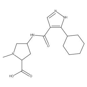 rel-(2R,4R)-4-(3-Cyclohexyl-1H-pyrazole-4-carboxamido)-1-methylpyrrolidine-2-carboxylic acid Structure
