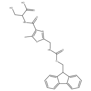 (2S)-2-({2-[({[(9H-fluoren-9-yl)methoxy]carbonyl}amino)methyl]-5-methyl-1,3-thiazol-4-yl}formamido)-3-hydroxypropanoic acid结构式