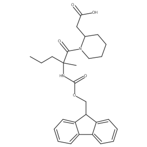 2-[(2S)-1-[2-({[(9H-fluoren-9-yl)methoxy]carbonyl}amino)-2-methylpentanoyl]piperidin-2-yl]acetic acid Structure