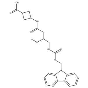 3-[4-({[(9H-fluoren-9-yl)methoxy]carbonyl}amino)-3-methoxybutanamido]cyclobutane-1-carboxylic acid结构式