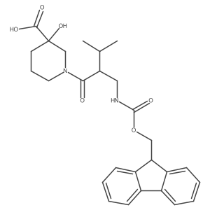 1-{2-[({[(9H-fluoren-9-yl)methoxy]carbonyl}amino)methyl]-3-methylbutanoyl}-3-hydroxypiperidine-3-carboxylic acid结构式