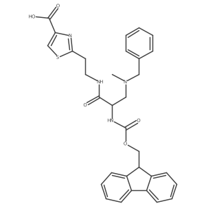 2-(2-{3-[benzyl(methyl)amino]-2-({[(9H-fluoren-9-yl)methoxy]carbonyl}amino)propanamido}ethyl)-1,3-thiazole-4-carboxylic acid Structure