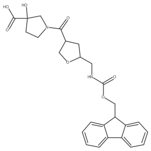 1-{5-[({[(9H-fluoren-9-yl)methoxy]carbonyl}amino)methyl]oxolane-3-carbonyl}-3-hydroxypyrrolidine-3-carboxylic acid结构式