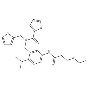 N-[[2-(Dimethylamino)-5-(3-ethylsulfanylpropanoylamino)phenyl]methyl]-N-(furan-2-ylmethyl)thiophene-2-carboxamide结构式