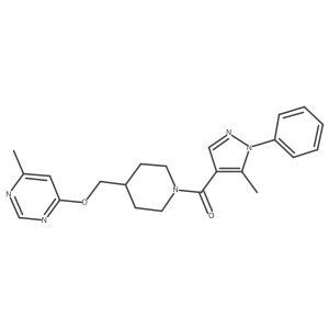 (5-methyl-1-phenyl-1H-pyrazol-4-yl)(4-(((6-methylpyrimidin-4-yl)oxy)methyl)piperidin-1-yl)methanone Structure