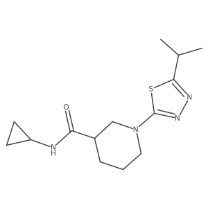 N-cyclopropyl-1-[5-(propan-2-yl)-1,3,4-thiadiazol-2-yl]piperidine-3-carboxamide结构式
