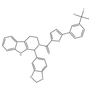 (1-Benzo[1,3]dioxol-5-yl-1,3,4,9-tetrahydro-beta-carbolin-2-yl)-[5-(3-trifluoromethyl-phenyl)-furan-2-yl]-methanone结构式