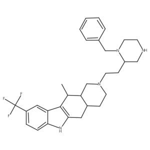 (4aR,11R,11aS)-2,3,4,4a,5,6,11,11a-Octahydro-11-methyl-2-[2-[1-(phenylmethyl)-2-piperazinyl]ethyl]-9-(trifluoromethyl)-1H-pyrido[4,3-b]carbazole结构式