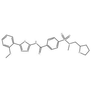 N-[5-(2-methoxyphenyl)-1,3,4-oxadiazol-2-yl]-4-[methyl(oxolan-2-ylmethyl)sulfamoyl]benzamide结构式