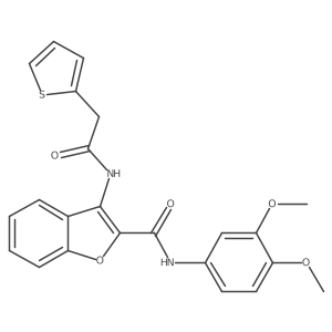 N-(3,4-dimethoxyphenyl)-3-[2-(thiophen-2-yl)acetamido]-1-benzofuran-2-carboxamide结构式