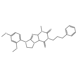 6-(2,4-Dimethoxyphenyl)-4-methyl-2-(3-phenylpropyl)-4a,7,8,9a-tetrahydropurino[7,8-a]imidazole-1,3-dione结构式