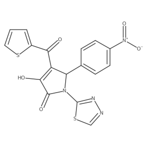 3-hydroxy-5-(4-nitrophenyl)-1-(1,3,4-thiadiazol-2-yl)-4-(thiophene-2-carbonyl)-1H-pyrrol-2(5H)-one Structure