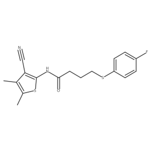 N-(3-cyano-4,5-dimethylthiophen-2-yl)-4-((4-fluorophenyl)thio)butanamide Structure