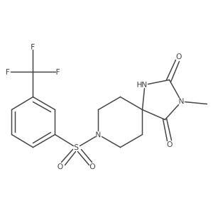 3-Methyl-8-((3-(trifluoromethyl)phenyl)sulfonyl)-1,3,8-triazaspiro[4.5]decane-2,4-dione Structure