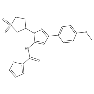 N-(1-(1,1-dioxidotetrahydrothiophen-3-yl)-3-(4-methoxyphenyl)-1H-pyrazol-5-yl)thiophene-2-carboxamide结构式