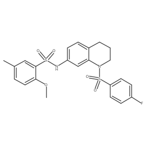 N-(1-((4-fluorophenyl)sulfonyl)-1,2,3,4-tetrahydroquinolin-7-yl)-2-methoxy-5-methylbenzenesulfonamide结构式