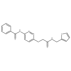 N-(6-((2-oxo-2-((thiophen-2-ylmethyl)amino)ethyl)thio)pyridazin-3-yl)benzamide Structure