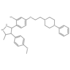 2-[4-(4-Methoxyphenyl)-5-methylpyrazolidin-3-yl]-5-[2-(4-phenylpiperazin-1-yl)ethoxy]phenol结构式
