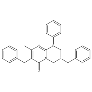 7-benzyl-8-methyl-1-phenyl-3-(pyridin-2-ylmethyl)-1,2,3,4-tetrahydro-6H-pyrimido[1,2-a][1,3,5]triazin-6-one结构式