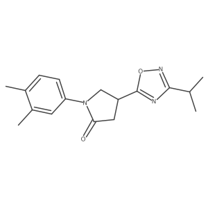 1-(3,4-Dimethylphenyl)-4-[3-(propan-2-yl)-1,2,4-oxadiazol-5-yl]pyrrolidin-2-one Structure