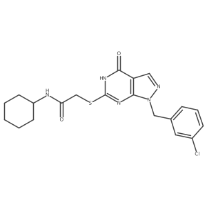 2-((1-(3-chlorobenzyl)-4-oxo-4,5-dihydro-1H-pyrazolo[3,4-d]pyrimidin-6-yl)thio)-N-cyclohexylacetamide结构式