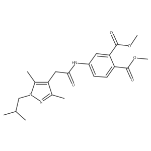 1,2-dimethyl 4-{2-[3,5-dimethyl-1-(2-methylpropyl)-1H-pyrazol-4-yl]acetamido}benzene-1,2-dicarboxylate Structure