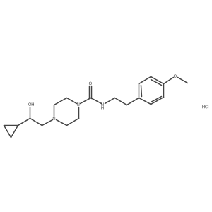 4-(2-cyclopropyl-2-hydroxyethyl)-N-(4-methoxyphenethyl)piperazine-1-carboxamide hydrochloride Structure