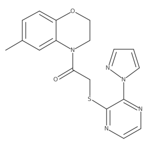 2-((3-(1H-pyrazol-1-yl)pyrazin-2-yl)thio)-1-(6-methyl-2H-benzo[b][1,4]oxazin-4(3H)-yl)ethanone Structure