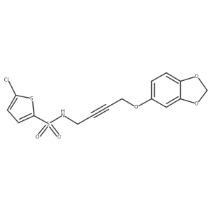 N-(4-(benzo[d][1,3]dioxol-5-yloxy)but-2-yn-1-yl)-5-chlorothiophene-2-sulfonamide结构式
