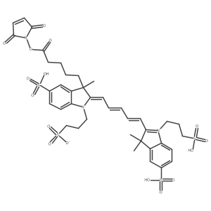 3-(2-(5-(3,3-Dimethyl-5-sulfo-1-(3-sulfopropyl)indolin-2-ylidene)penta-1,3-dien-1-yl)-3-(5-((2,5-dioxo-2,5-dihydro-1H-pyrrol-1-yl)oxy)-5-oxopentyl)-3-methyl-5-sulfo-3H-indol-1-ium-1-yl)propane-1-sulfonate Structure