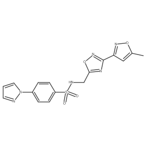 N-((3-(5-methylisoxazol-3-yl)-1,2,4-oxadiazol-5-yl)methyl)-4-(1H-pyrazol-1-yl)benzenesulfonamide Structure