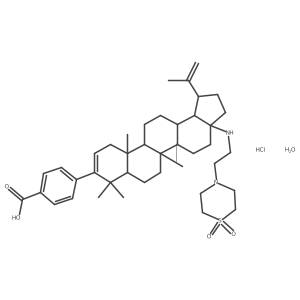 Benzoic acid, 4-(17-((2-(1,1-dioxido-4-thiomorpholinyl)ethyl)amino)-28-norlupa-2,20(29)-dien-3-yl)-, monohydrochloride, monohydrate结构式