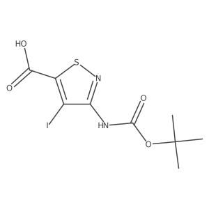 3-((tert-Butoxycarbonyl)amino)-4-iodoisothiazole-5-carboxylic acid Structure