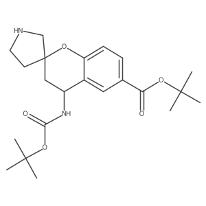 Tert-butyl 4-{[(tert-butoxy)carbonyl]amino}-3,4-dihydrospiro[1-benzopyran-2,3'-pyrrolidine]-6-carboxylate Structure