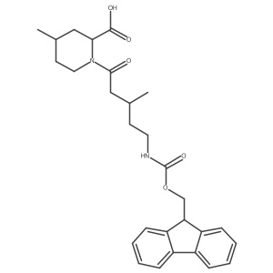 1-[5-({[(9H-fluoren-9-yl)methoxy]carbonyl}amino)-3-methylpentanoyl]-4-methylpiperidine-2-carboxylic acid Structure