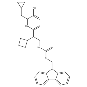 2-[2-cyclobutyl-3-({[(9H-fluoren-9-yl)methoxy]carbonyl}amino)propanamido]-3-cyclopropylpropanoic acid Structure