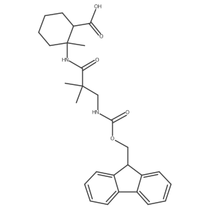 2-[3-({[(9H-fluoren-9-yl)methoxy]carbonyl}amino)-2,2-dimethylpropanamido]-2-methylcyclohexane-1-carboxylic acid结构式