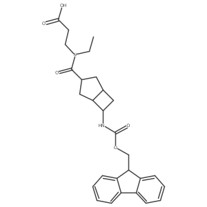 rac-3-{N-ethyl-1-[(1R,5R,6S)-6-({[(9H-fluoren-9-yl)methoxy]carbonyl}amino)bicyclo[3.2.0]heptan-3-yl]formamido}propanoic acid结构式
