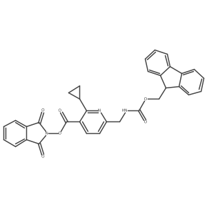 1,3-dioxo-2,3-dihydro-1H-isoindol-2-yl 2-cyclopropyl-6-[({[(9H-fluoren-9-yl)methoxy]carbonyl}amino)methyl]pyridine-3-carboxylate Structure
