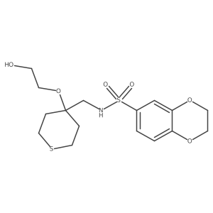 N-((4-(2-hydroxyethoxy)tetrahydro-2H-thiopyran-4-yl)methyl)-2,3-dihydrobenzo[b][1,4]dioxine-6-sulfonamide结构式