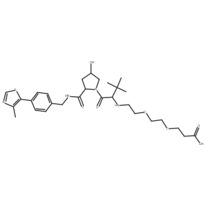 3-[2-[2-[[(1S)-1-[(2S,4R)-4-hydroxy-2-[[4-(4-methylthiazol-5-yl)phenyl]methylcarbamoyl]pyrrolidine-1-carbonyl]-2,2-dimethyl-propyl]amino]ethoxy]ethoxy]propanoic acid结构式