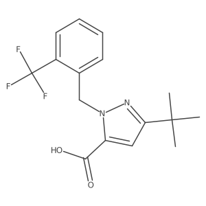 5-Tert-butyl-2-[[2-(trifluoromethyl)phenyl]methyl]pyrazole-3-carboxylic acid Structure