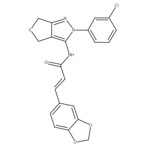(Z)-3-(benzo[d][1,3]dioxol-5-yl)-N-(2-(3-chlorophenyl)-4,6-dihydro-2H-thieno[3,4-c]pyrazol-3-yl)acrylamide结构式