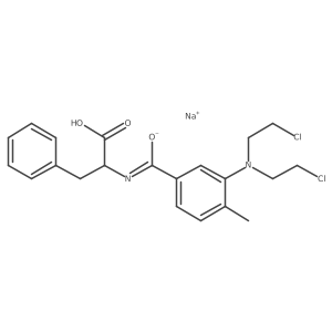Sodium 3-[bis(2-chloroethyl)amino]-N-(1-carboxy-2-phenylethyl)-4-methylbenzene-1-carboximidate结构式