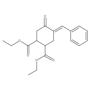 1,2-Cyclohexanedicarboxylic acid, 4-oxo-5-(phenylmethylene)-, diethyl ester, trans- Structure