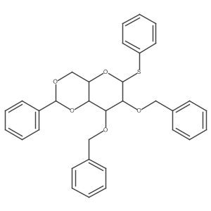 (2S,4aR,6S,7R,8S,8aS)-7,8-Bis(benzyloxy)-2-phenyl-6-(phenylthio)hexahydropyrano[3,2-d][1,3]dioxine结构式